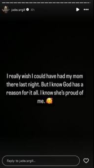 A screengrab of Jade Cargill's Instagram Story.
